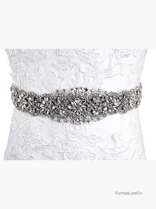 Bridal Rhinestone Braided Wedding Dress Sash Belt Adjustable main image 2